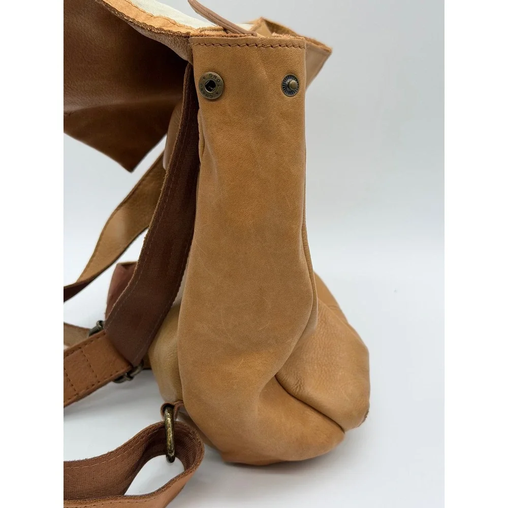 American Leather Co Honey Tan Genuine Leather Flap Backpack Handbag Bag 12x10x4